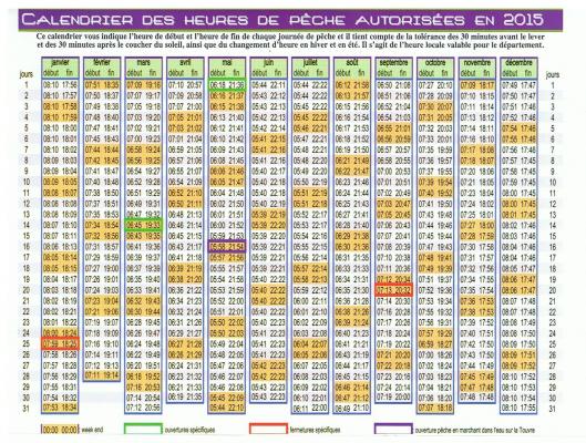 Heures legales de peche 2015